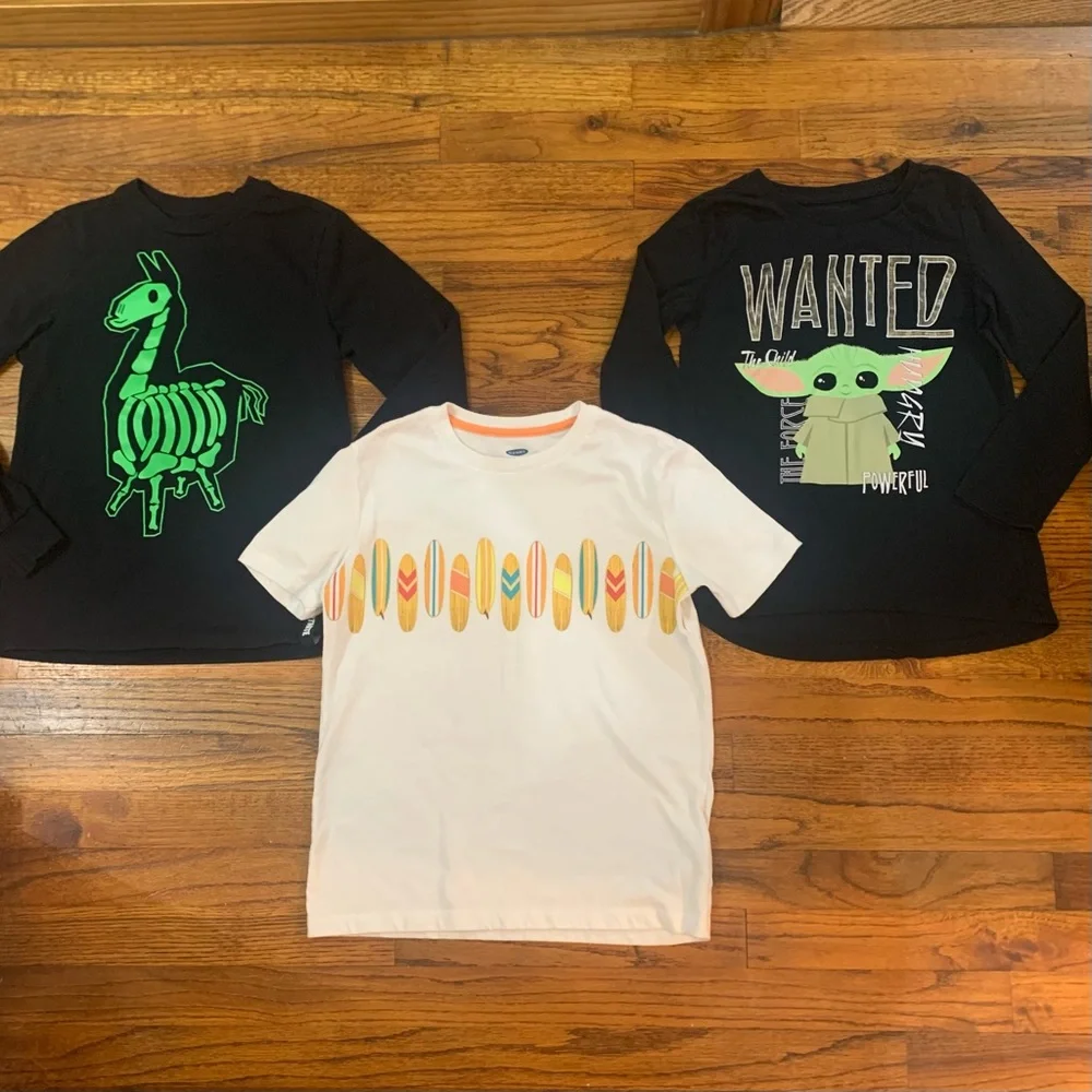 Little Girls 3 Pc Shirt Top Blouse Bundle Fortnite Star Wars Surfboard Medium